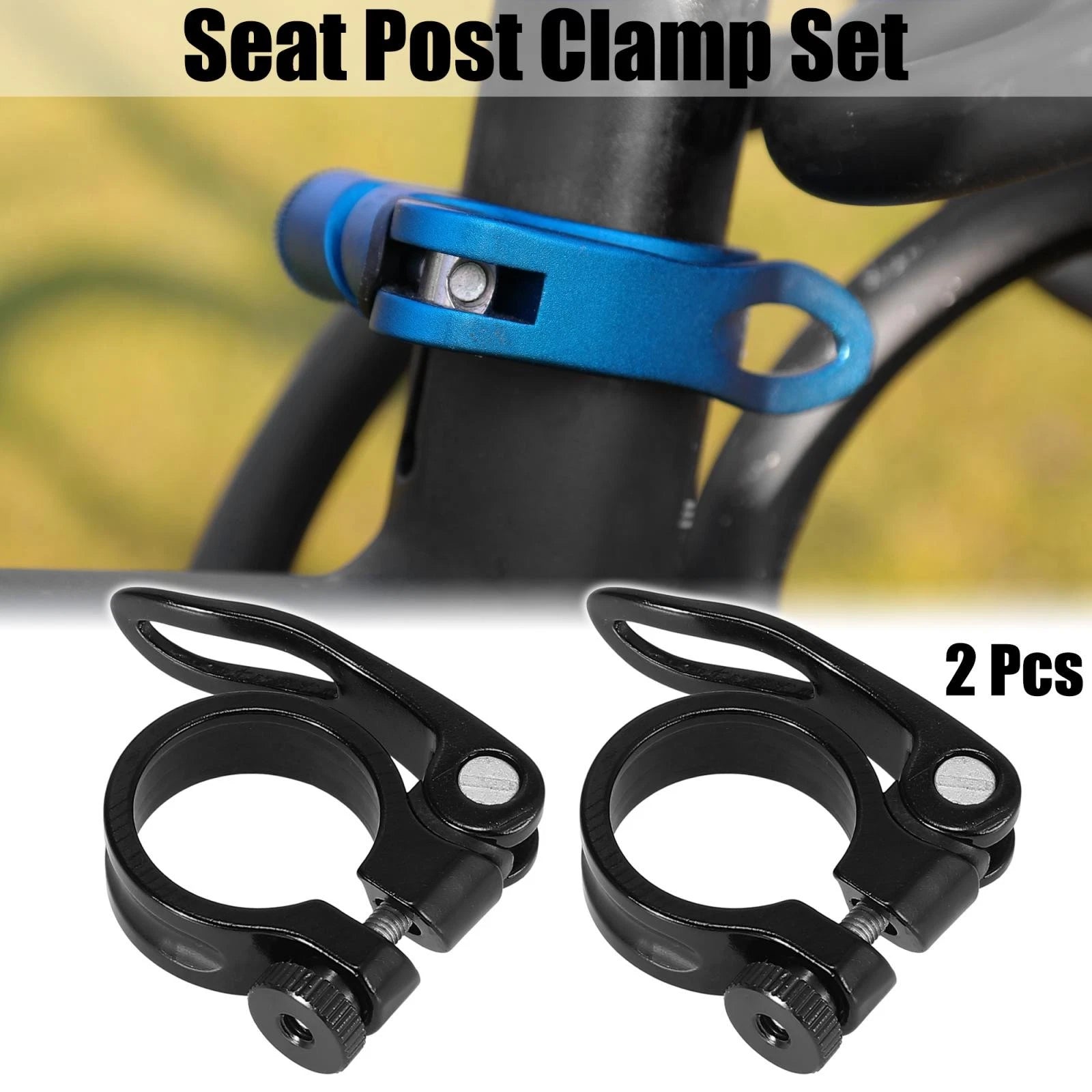 Bicycle Seat Post Clamp Quick Release 31.8mm Aluminium for Universal Fit (Black)