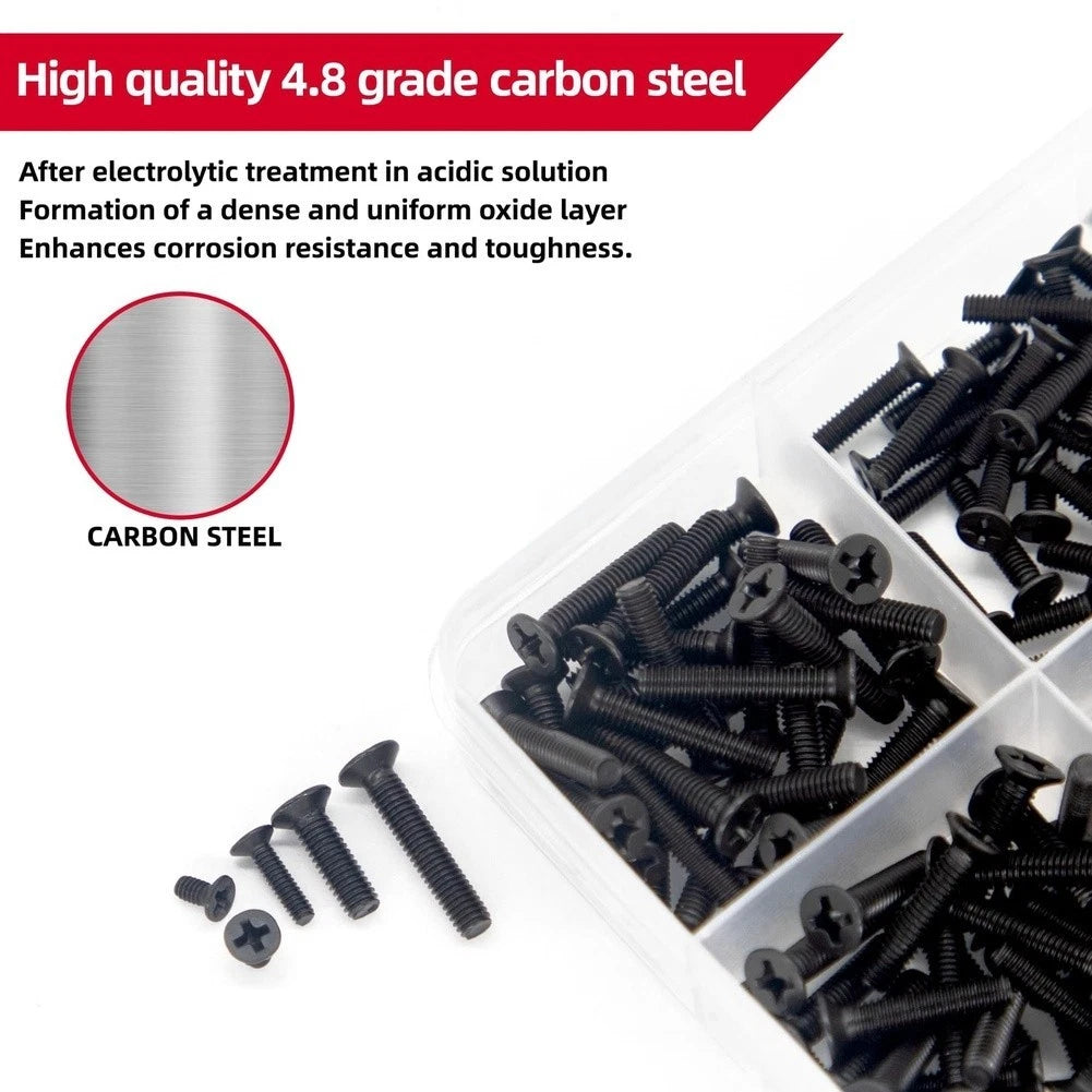 Flat Head Screw Kit for Eyeglasses Repair (Grade 4.8)