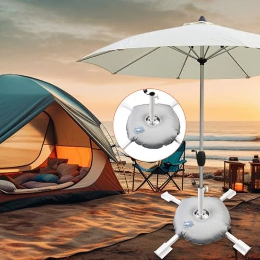 Adjustable Metal Base for Garden Parasols with Water Bag Stability
