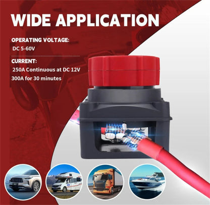 Battery Disconnect Switch with Voltmeter DC 5V-60V for Marine, Car, RV