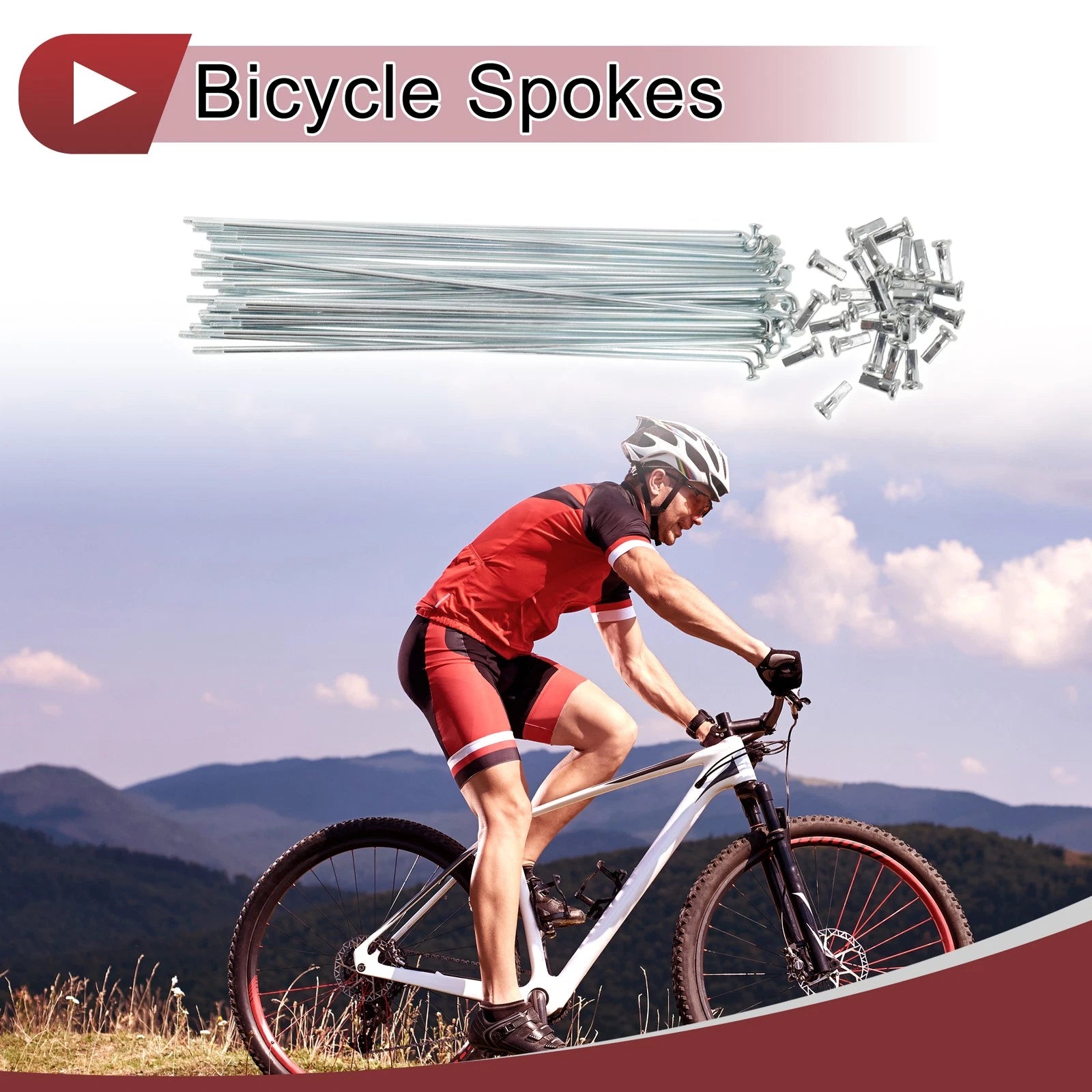 Bicycle Spokes 185 mm Carbon Steel Replacement for 12G Wheel (Silver Tone)