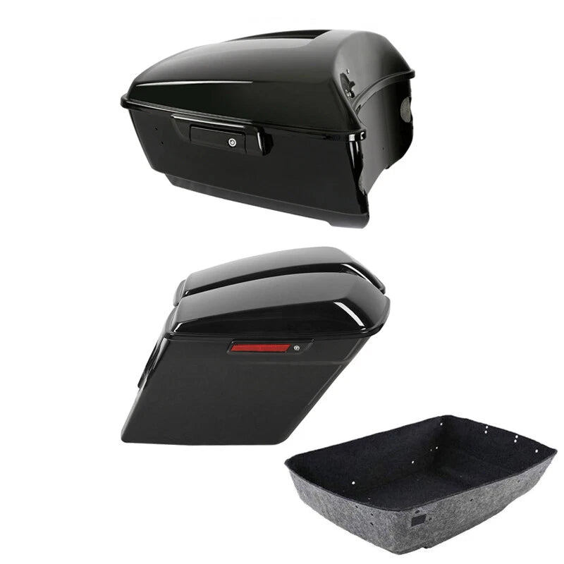 Black King Trunk Stretched Saddlebags for Harley Touring (2014–2023)