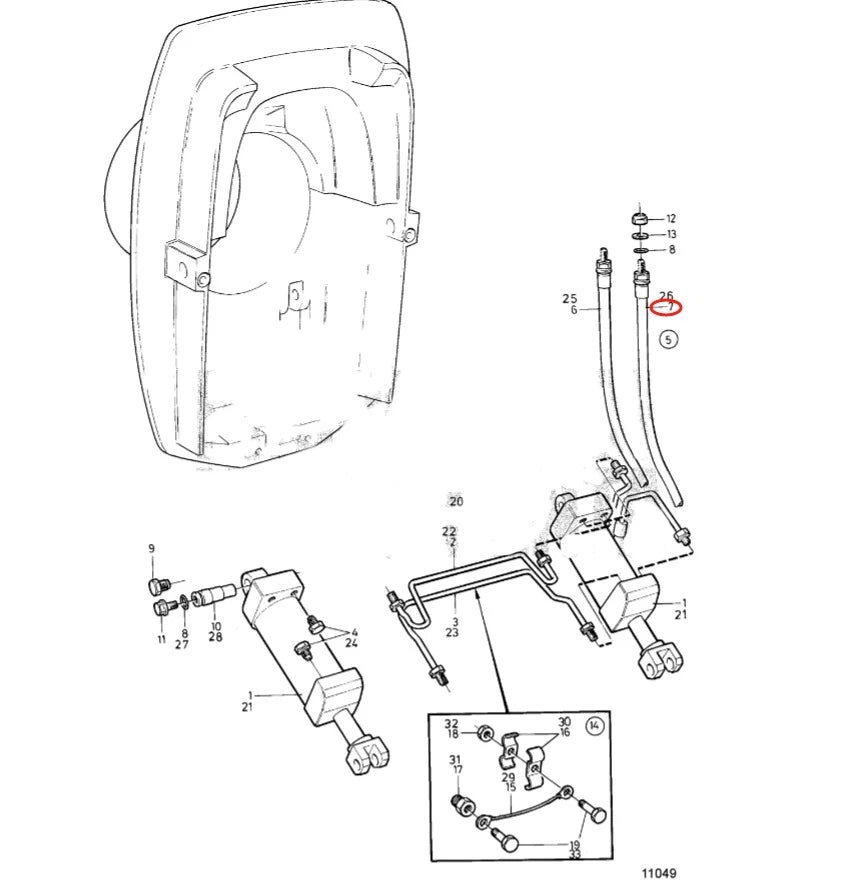 Hydraulic Hose 854711 for Volvo Penta AD41B AD31 (Model Years Unspecified)