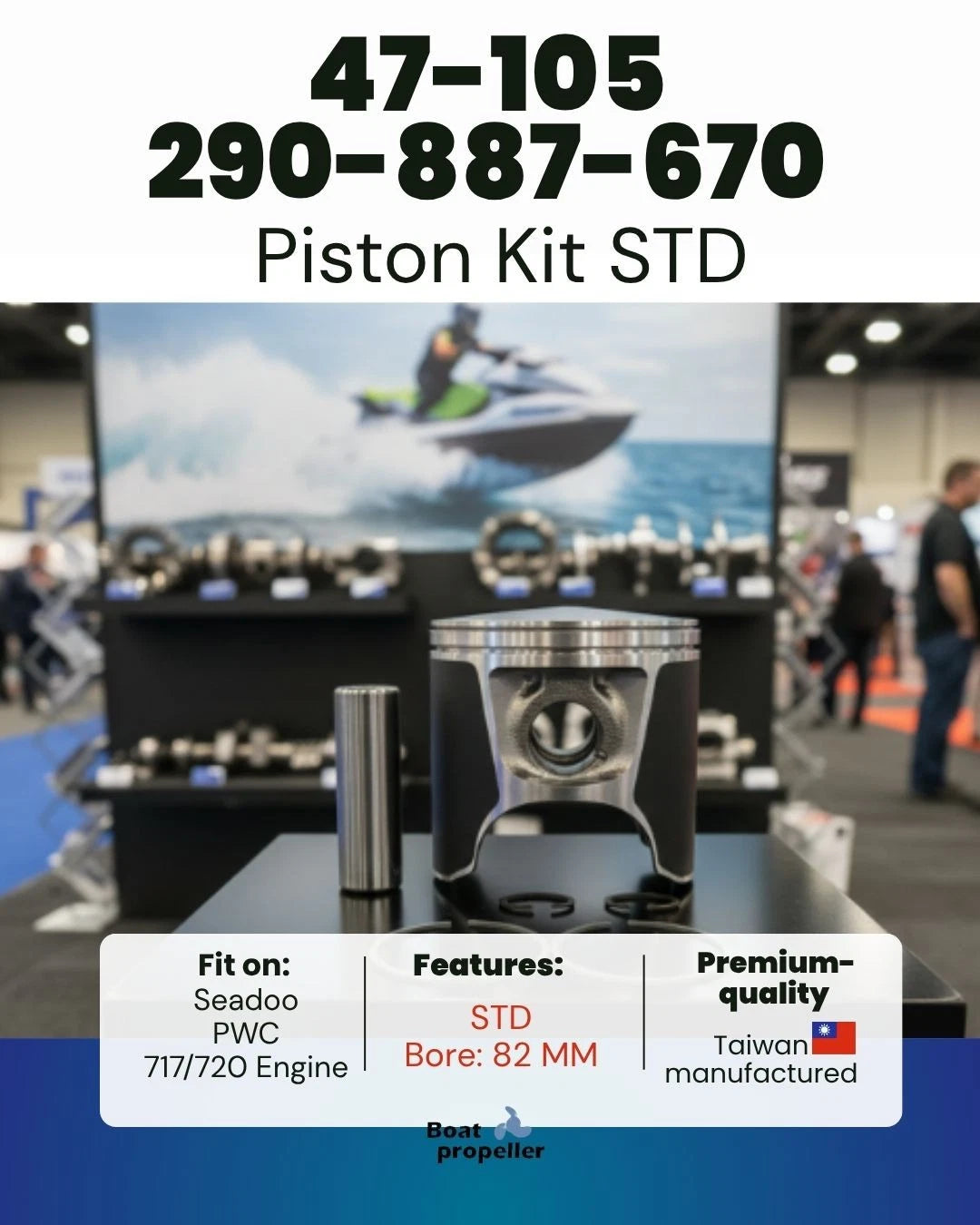 2X Piston Kit for SeaDoo 720 (47-105 290-887-670-STD + Piston Ring)