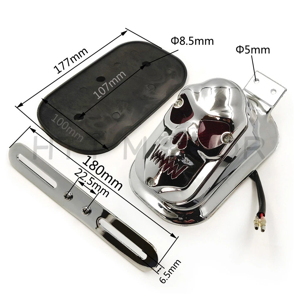 Chrome Skull Brake Tail Light for Harley