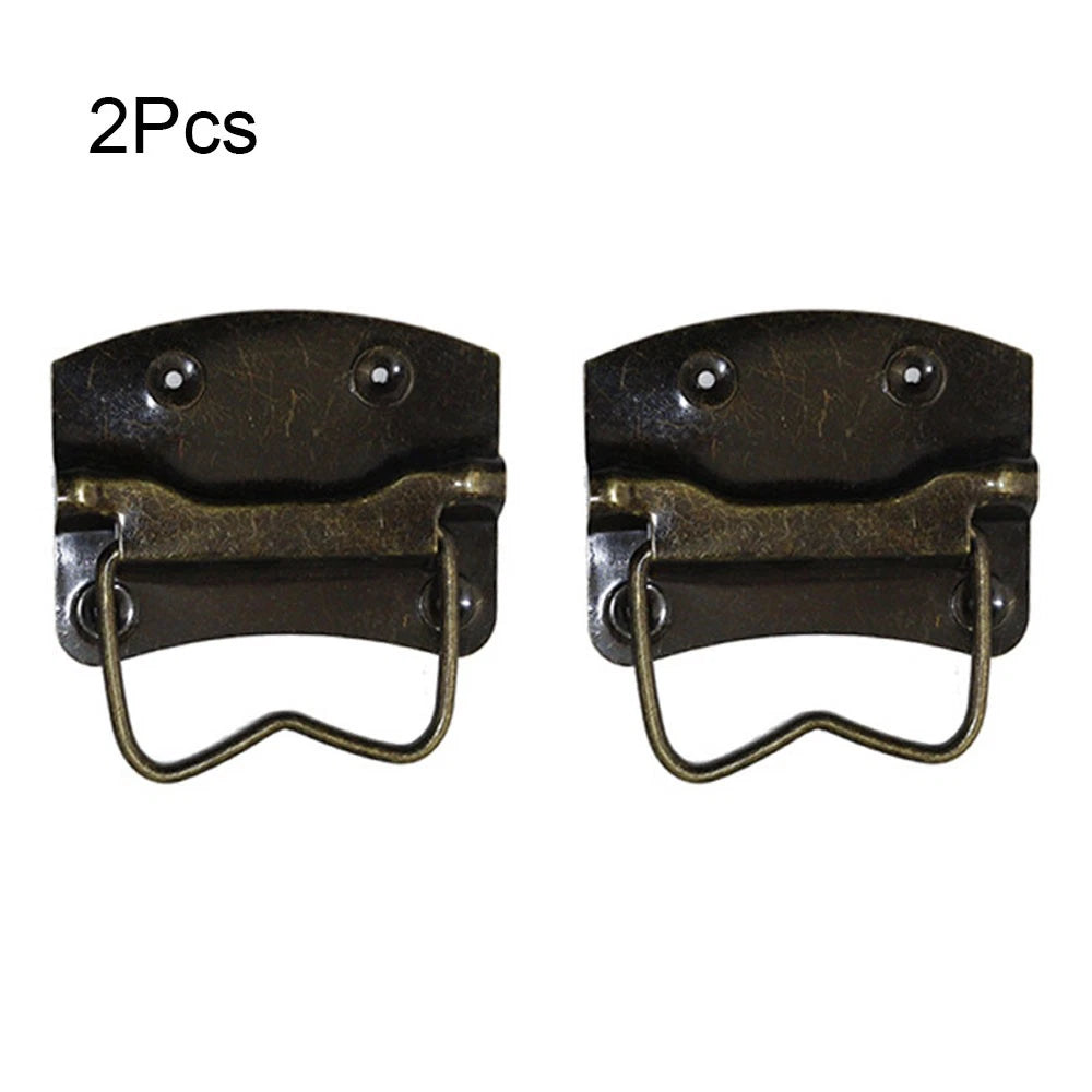 2X Metal Rectangle Pull Handle Vintage Drawer Cabinet Knob Ring Door Pull Handle