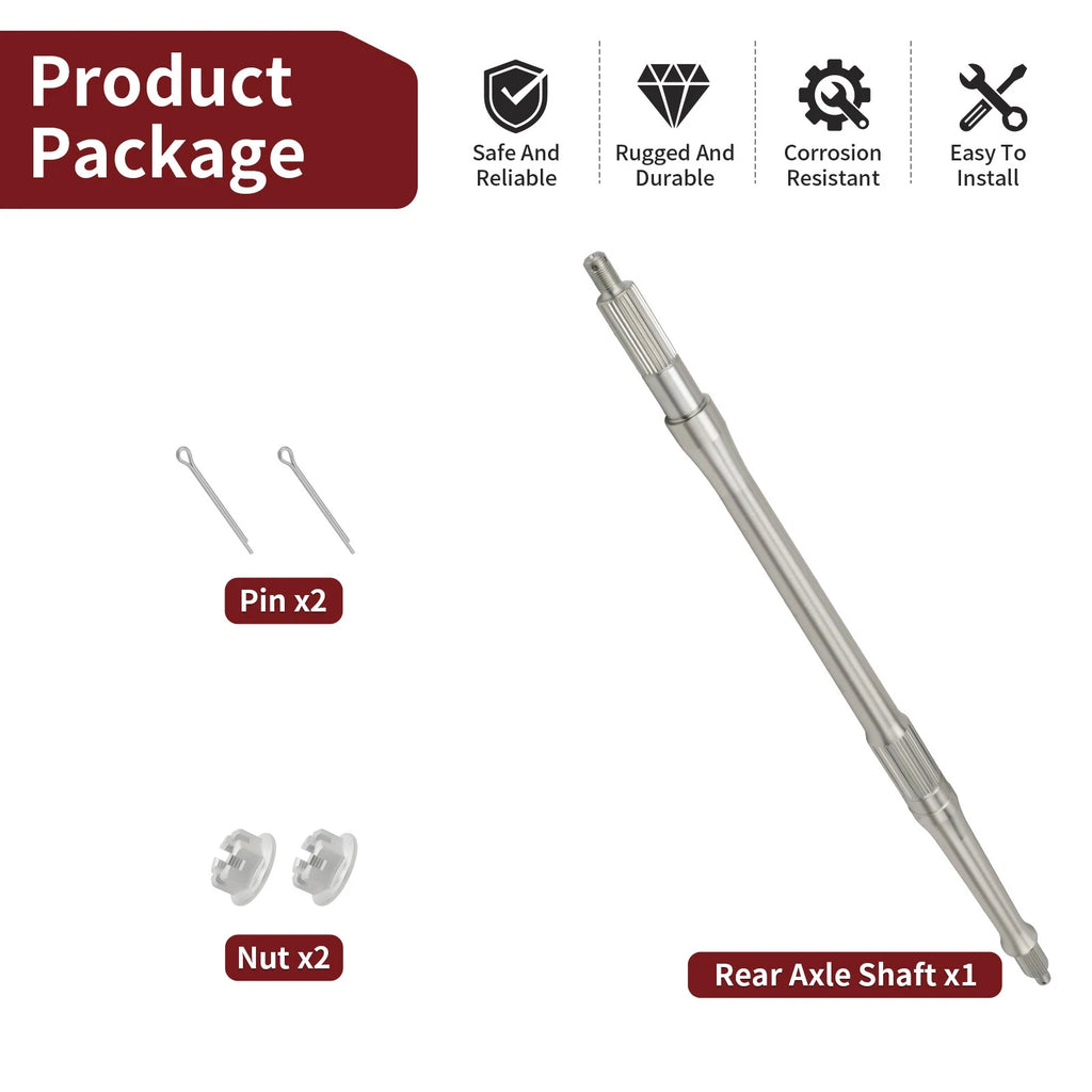 Rear Axle Shaft w/ Nuts Pins for Yamaha Big Bear 350 Kodiak 400 (1990–2001) #4WU-25381-00-00