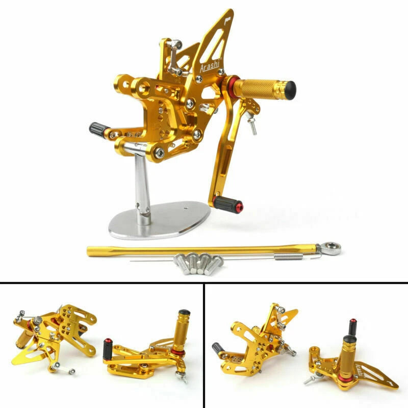 CNC Aluminum Rearsets Footpegs Gold for Kawasaki ZX-10R (2011–2015) ZXT00J