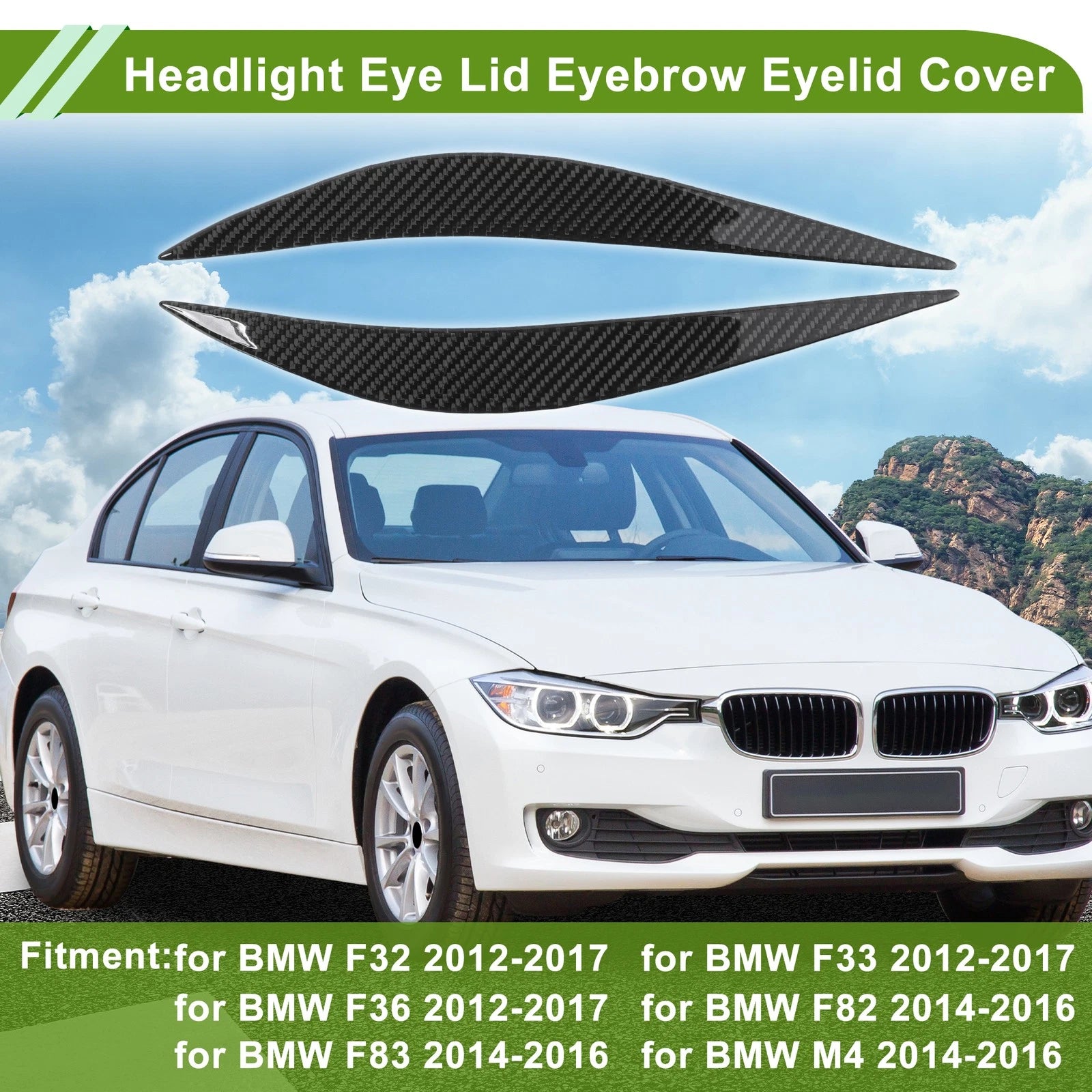 Headlight Eyebrow Cover Replacement for BMW F32 (2012–2017) Carbon Fiber