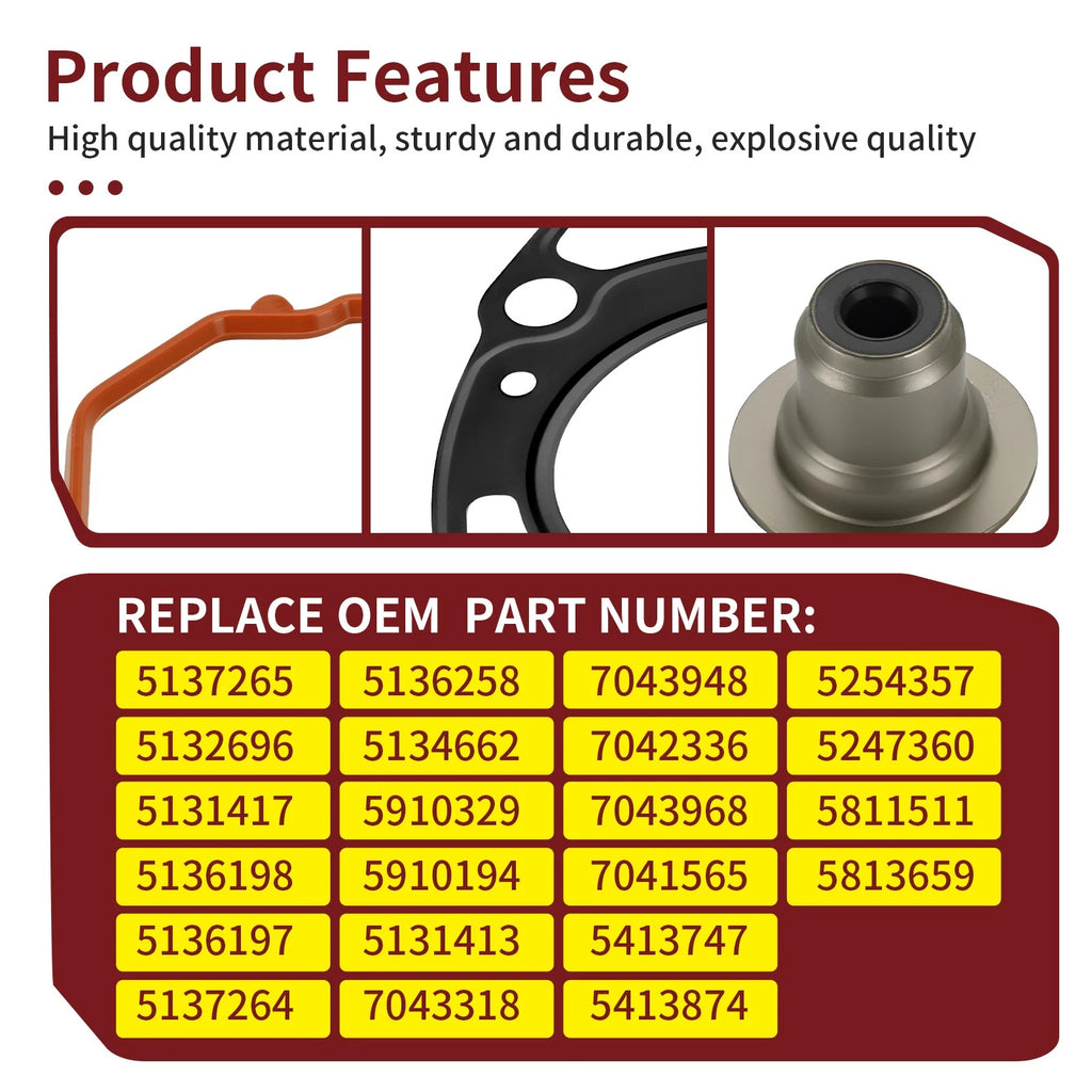 Top End Cylinder Gasket Kit for Polaris RZR Ranger 800 (2008–2014)