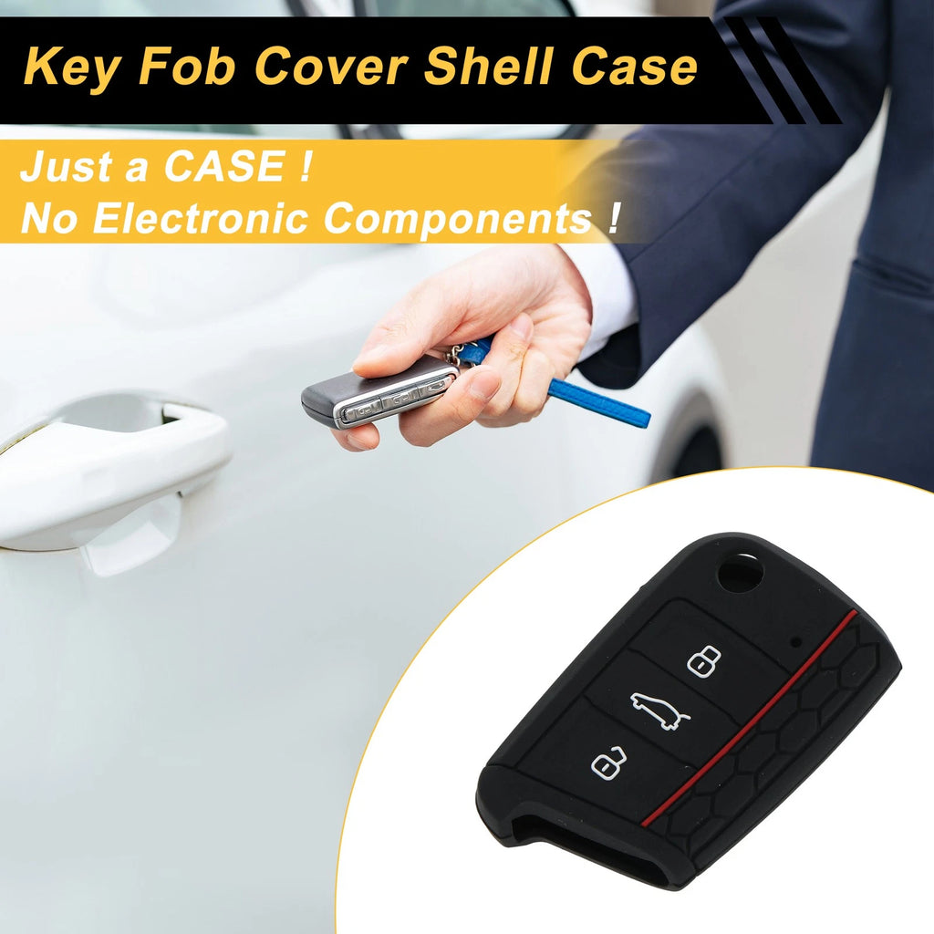 Car Key Case for VW Golf 7 + Variant (2013–2020) - Black Red TPU Silicone