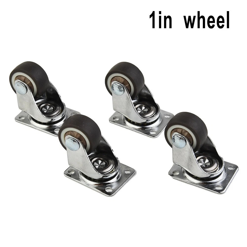 Set of 4 Rubber Caster Wheels for Moving Accessories (25mm)