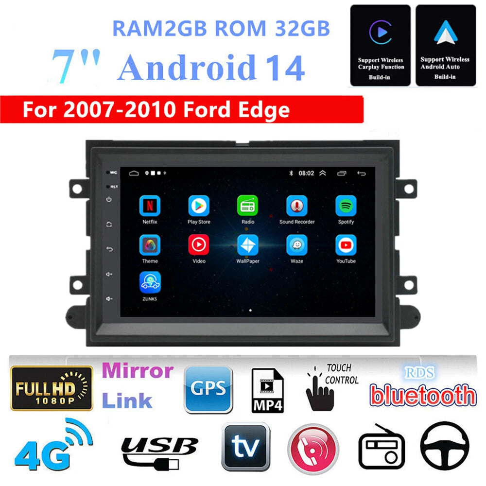7'' Car Stereo GPS Navigation WiFi 4G BT Head Unit for Ford Edge (2007–2010)