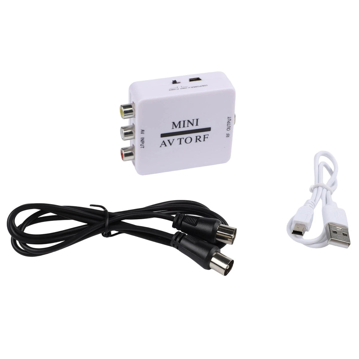 Composite AV to RF Coaxial Video Modulator Adapter for VHS VCR DVD Devices