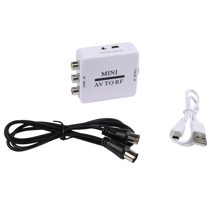 Composite AV to RF Coaxial Video Modulator Adapter for VHS VCR DVD Devices