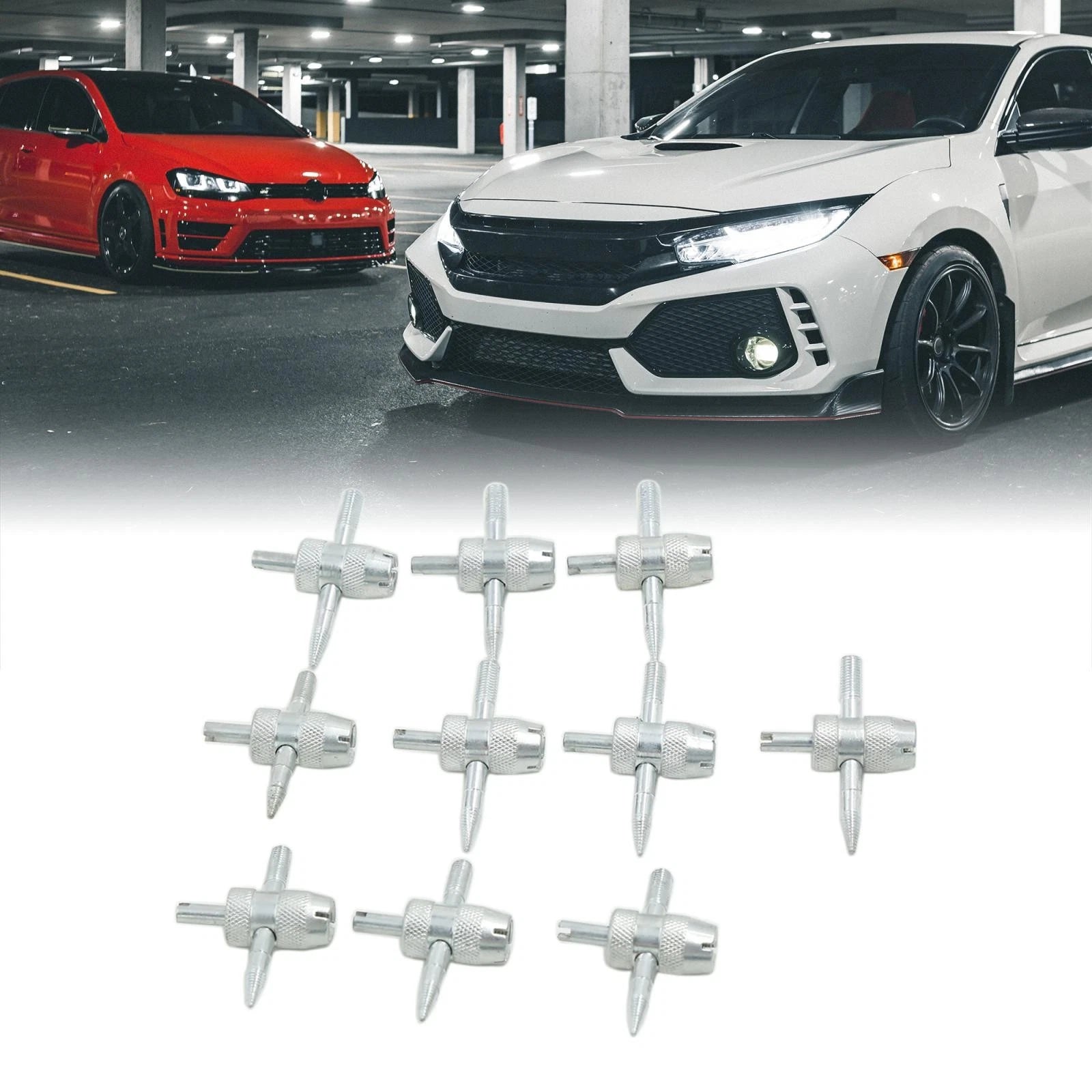 4 Way Tyre Valve Stem Core Remover Tool Kit for Car and Bike (10 Pack)