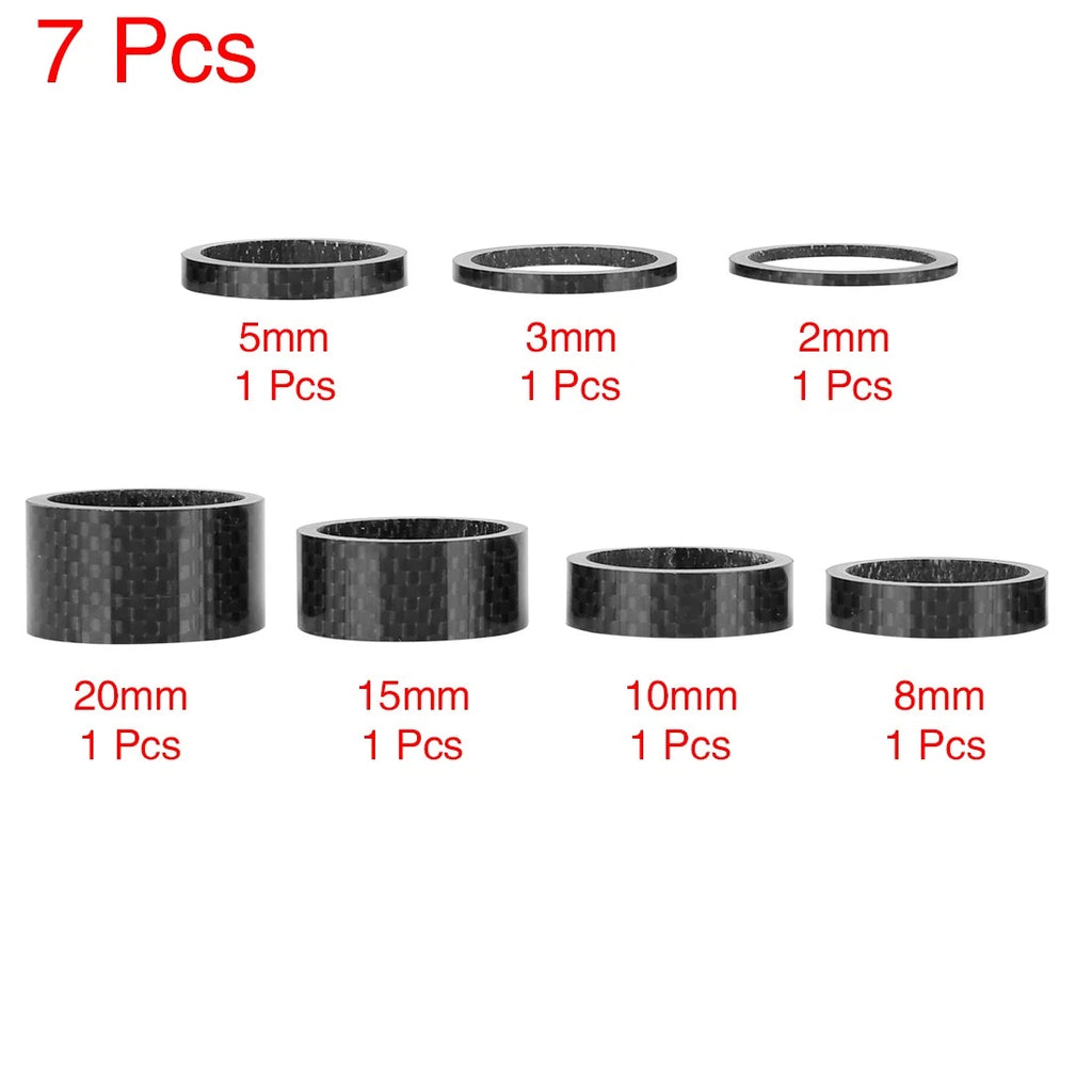 7pc Bicycle Headset Spacers for 1 1/8 Inch Stem Bike Stem (2 3 5 8 10)