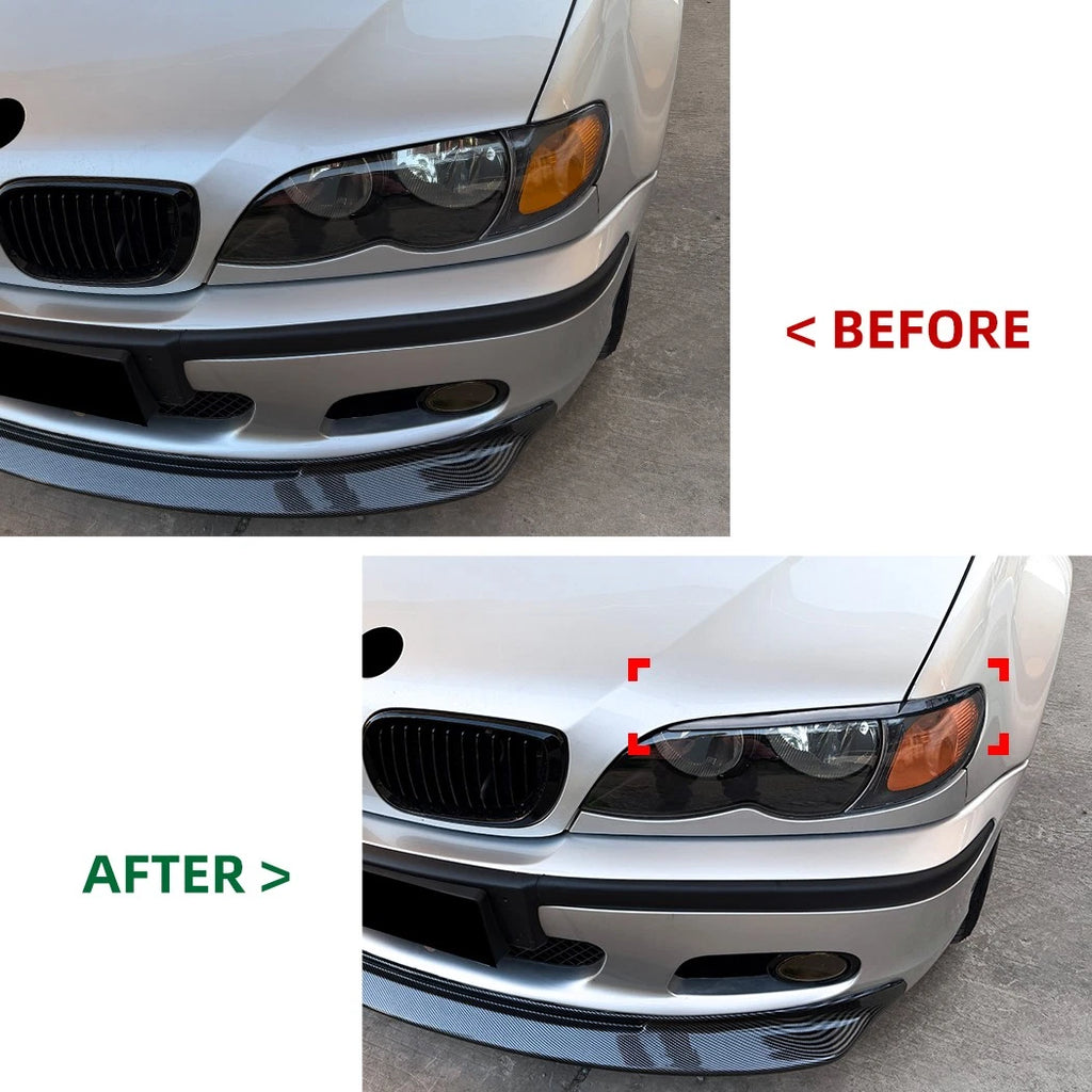 2X Gloss Black Headlight Eye Lids for BMW 3-Series E46 (1998–2004)