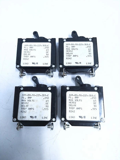 Set of 4 Carling Switch AA1-B0-10-225-3D1-C On/Off Breaker Switch 65V
