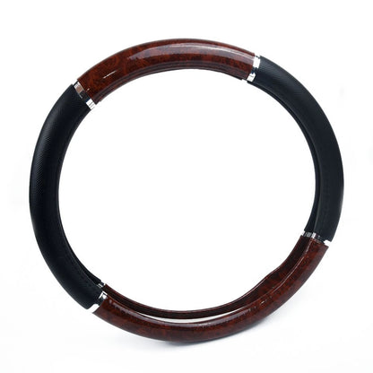 38cm Mahogany Wood Pattern Steering Wheel Cover for Vehicle Car