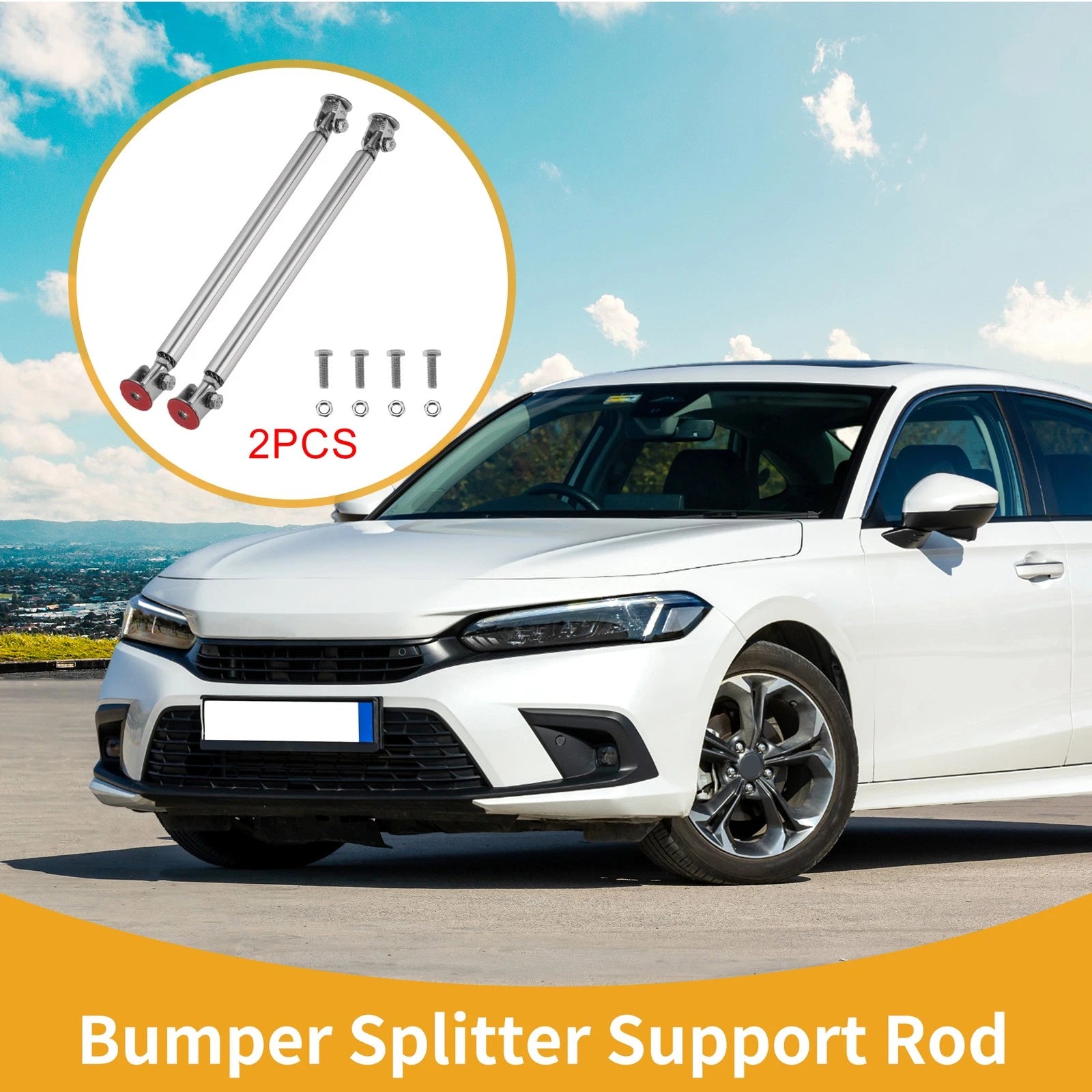 2X Adjustable Front Bumper Lip Splitter Strut for Universal Fit (No Drilling)