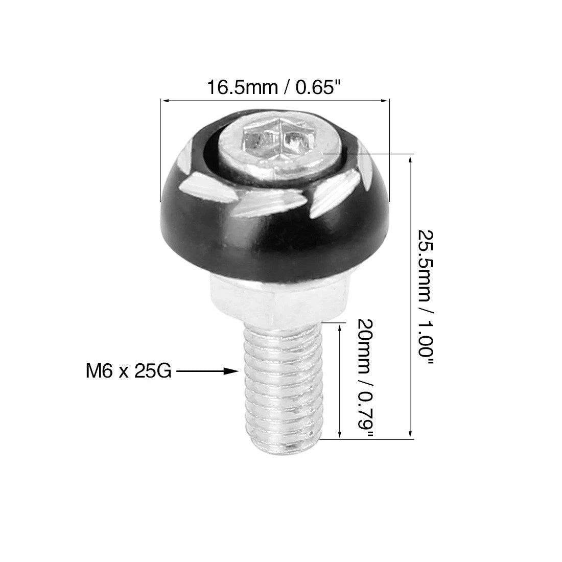 10 Pack 6mm Motorcycle License Plate Frame Bolt Screw for Universal Fit (—)