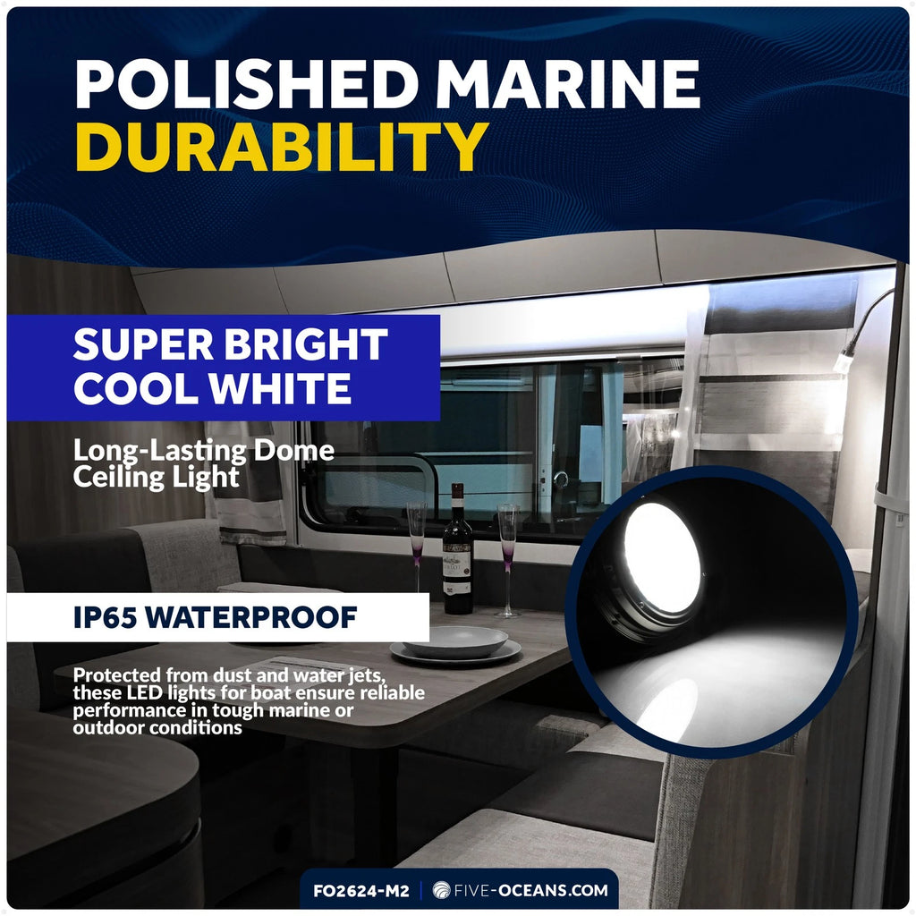 2X Marine LED Interior Dome Light for Boat (4")