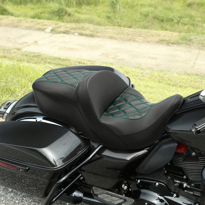 Driver & Passenger Seat for Harley Touring Road Glide (2009–2023) Black Green