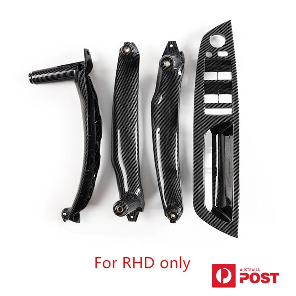 Set of 4 Carbon Fiber Window Switch Panel Door Pull Handle Kit for RHD Only