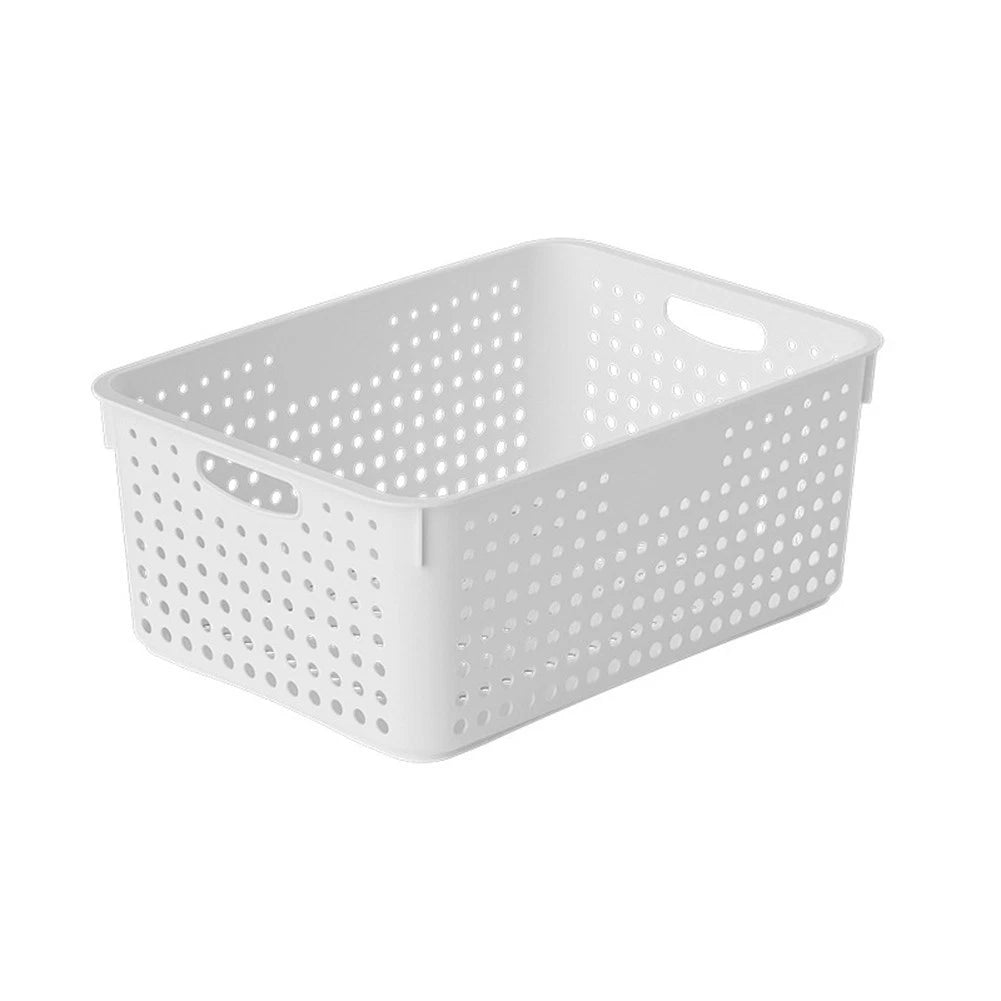 Plastic Storage Basket for Home Desktop Kitchen Bath (White/Yellow)