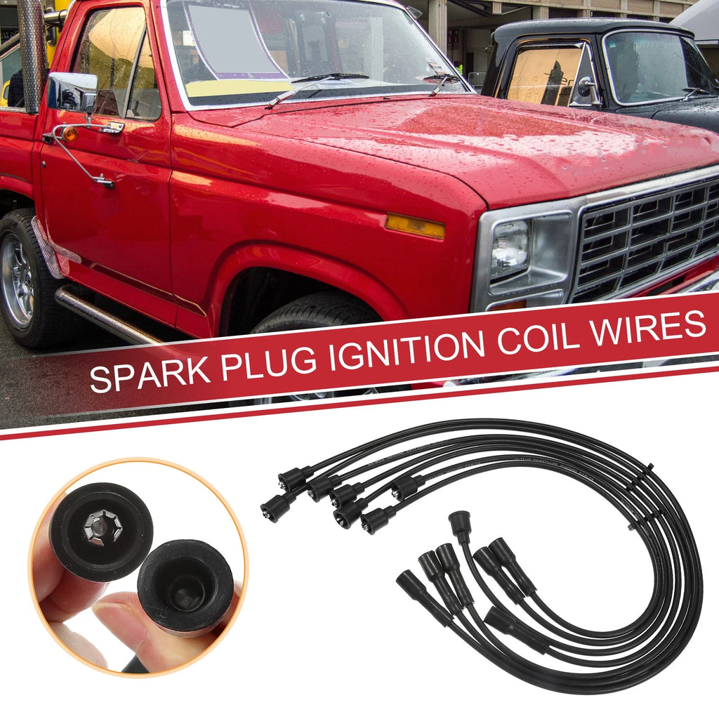 7 Pcs Spark Plug Wire Ignition Coil Cable for Ford E-350 (1975–1976)