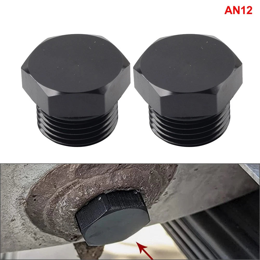 2Pcs Aluminum 12AN Block Off Cap ORB Plug Male Fitting Adapters