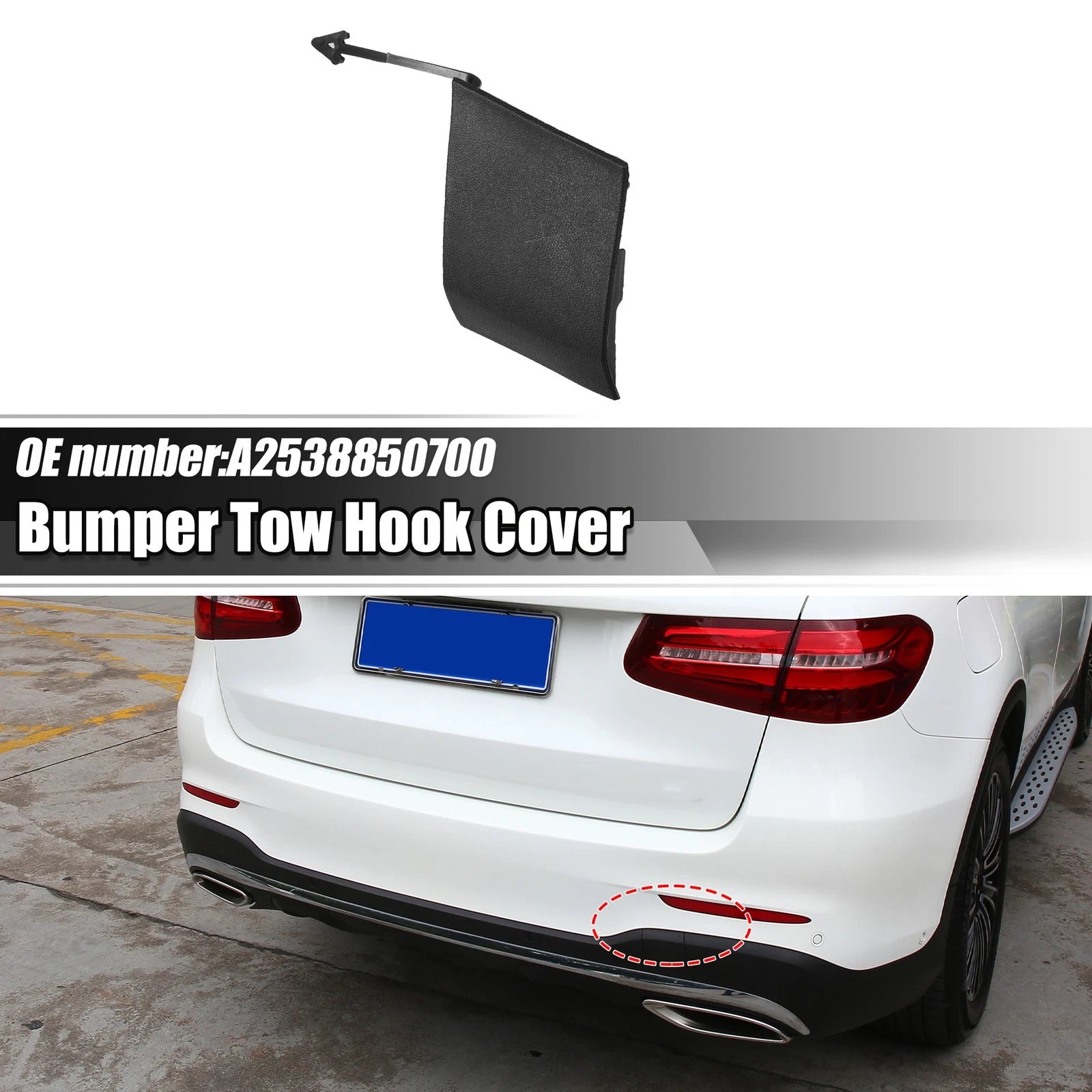 Tow Eye Hook Cover Cap Rear Replacement for Mercedes-Benz GLC 300 (2016–2022)