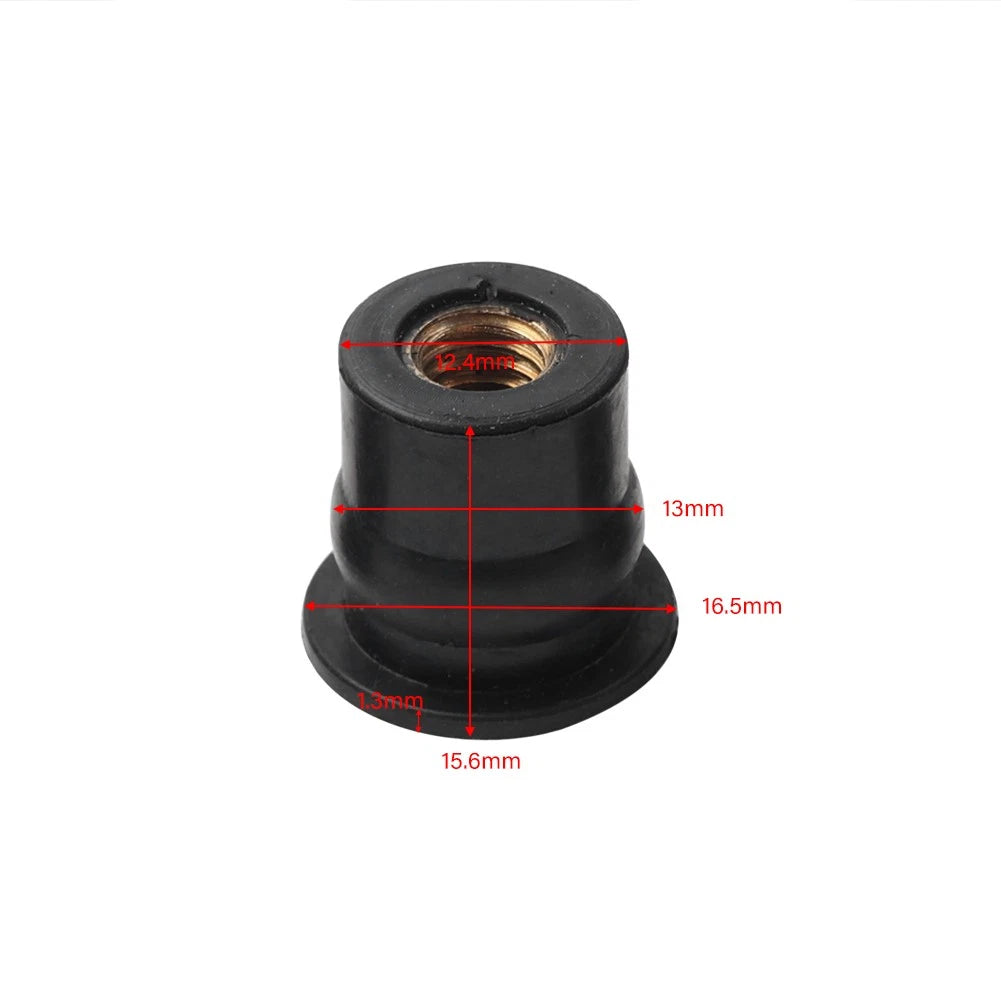 10PCS Rubber Windshield Nut M6 Vibration Damper for Motorcycle