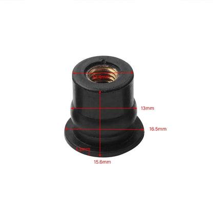 10PCS Rubber Windshield Nut M6 Vibration Damper for Motorcycle