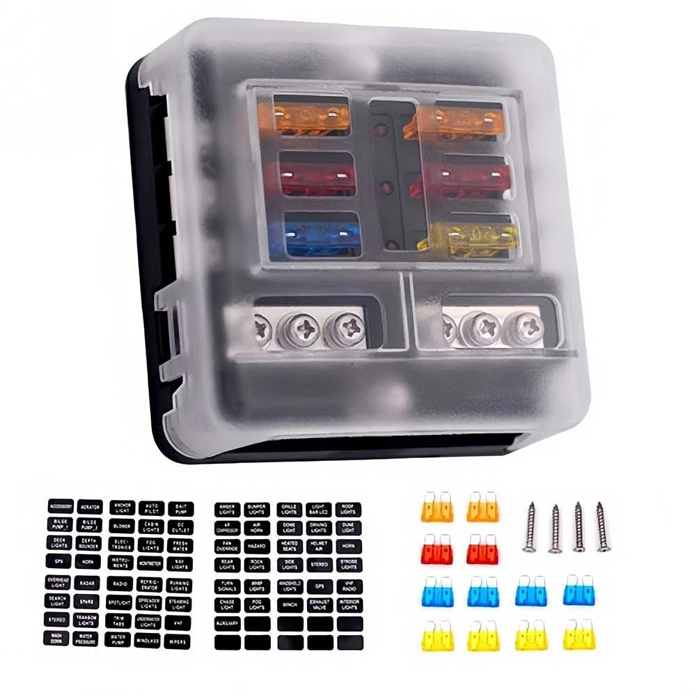 6 Position Fuse Box for Universal Vehicles (12 Volt) with LED Indicator