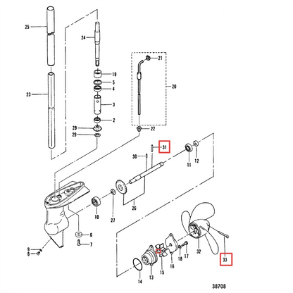 Shear Pin & Split Pin for Mercury Mariner Outboard (2.2-3.5 HP) 17-815111Q02