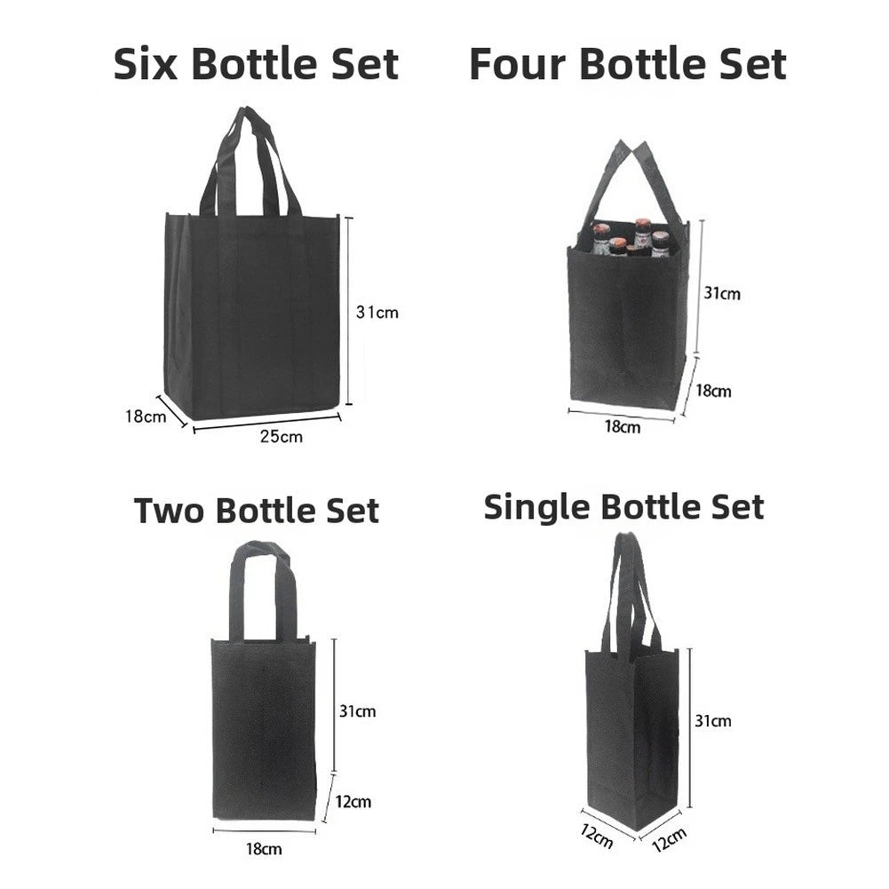Black Wine Carrier Bag for 1-9 Bottles (18x18x31cm)