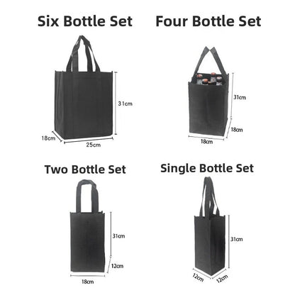 Black Wine Carrier Bag for 1-9 Bottles (18x18x31cm)