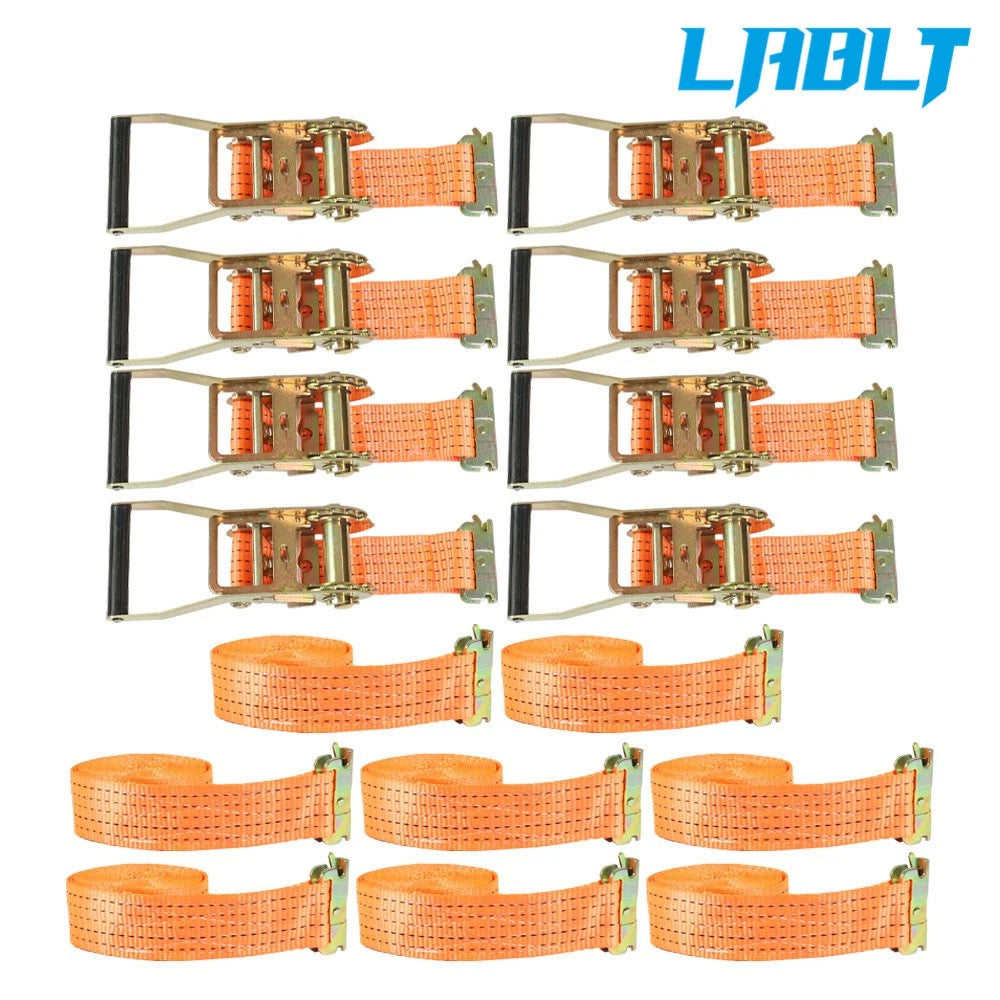 8 Pack E-Track Ratchet Straps 2"×15' 4400LB Heavy Duty Polyester for Trucks