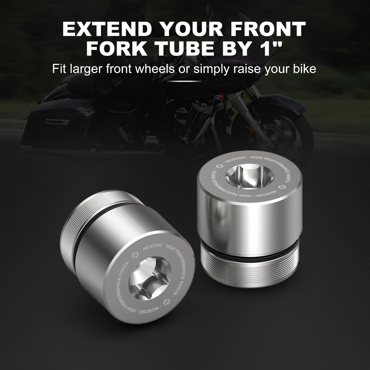 1" Front Fork Tube Extensions for Harley Street Glide FLHX, Tri Glide FLHTCUTG (2014–2023)