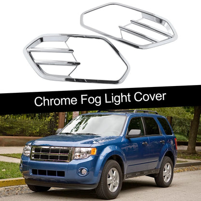 Mirror Polished Chrome Fog Light Lamp Cover Trim for Ford Escape (2013–2019)