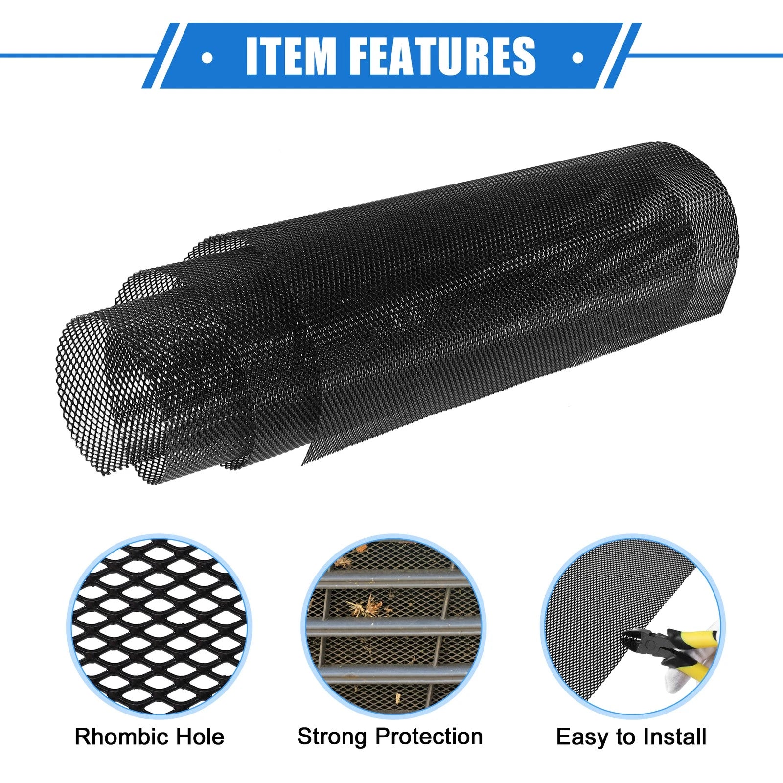 Grill Mesh Sheet 100x33cm for Truck (Black)