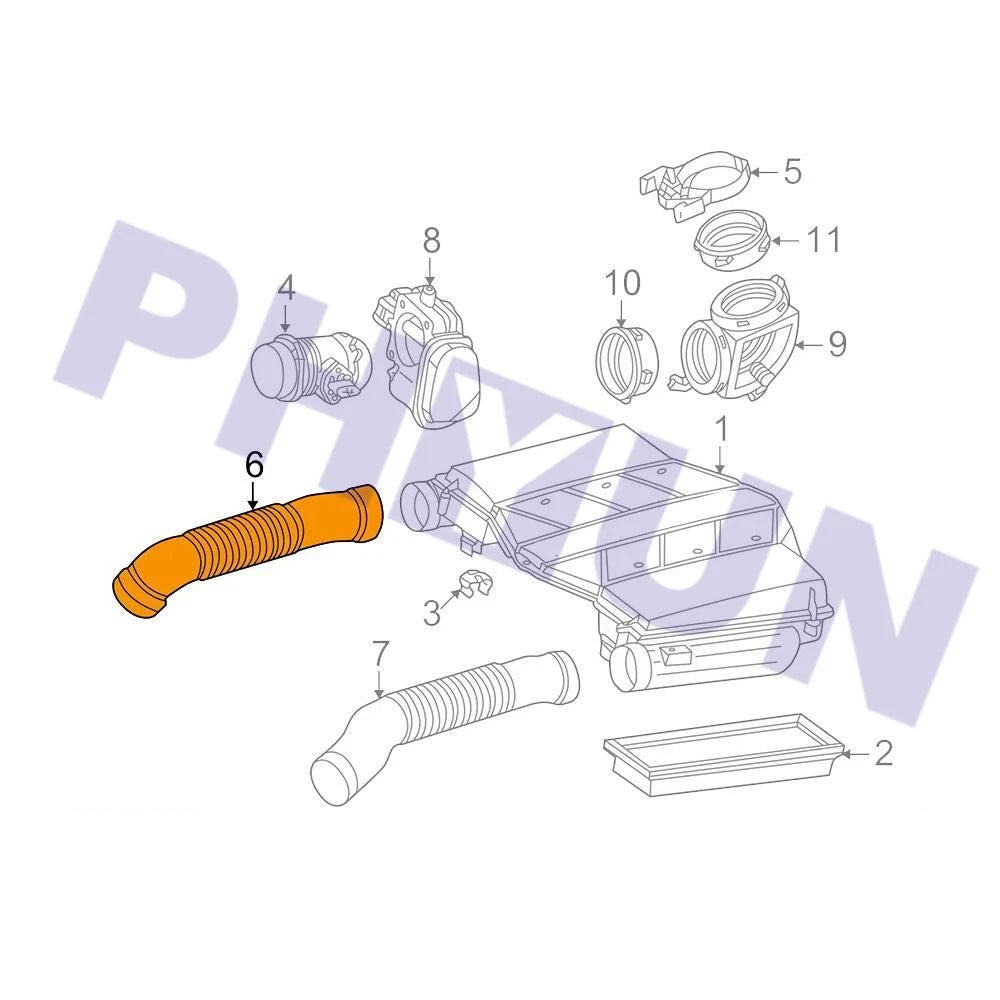 2Pcs Air Intake Hose for Mercedes S500 (2000–2006)