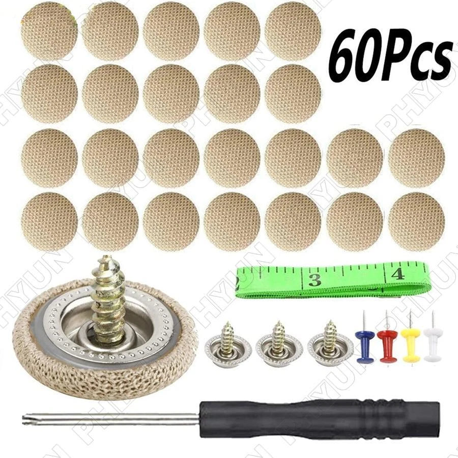 60pcs Car Repair Headliner Button Buckle Fixing Screw Cap Roof Snap Rivets Beige