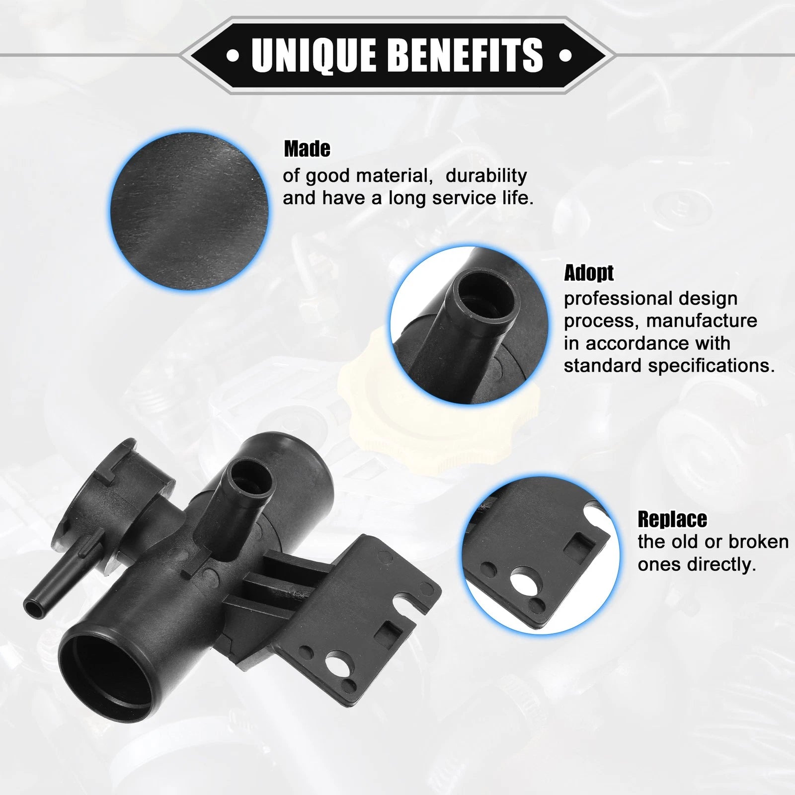 Radiator Coolant Filler Neck Replacement without Cap for Mitsubishi Black (2008–2012)