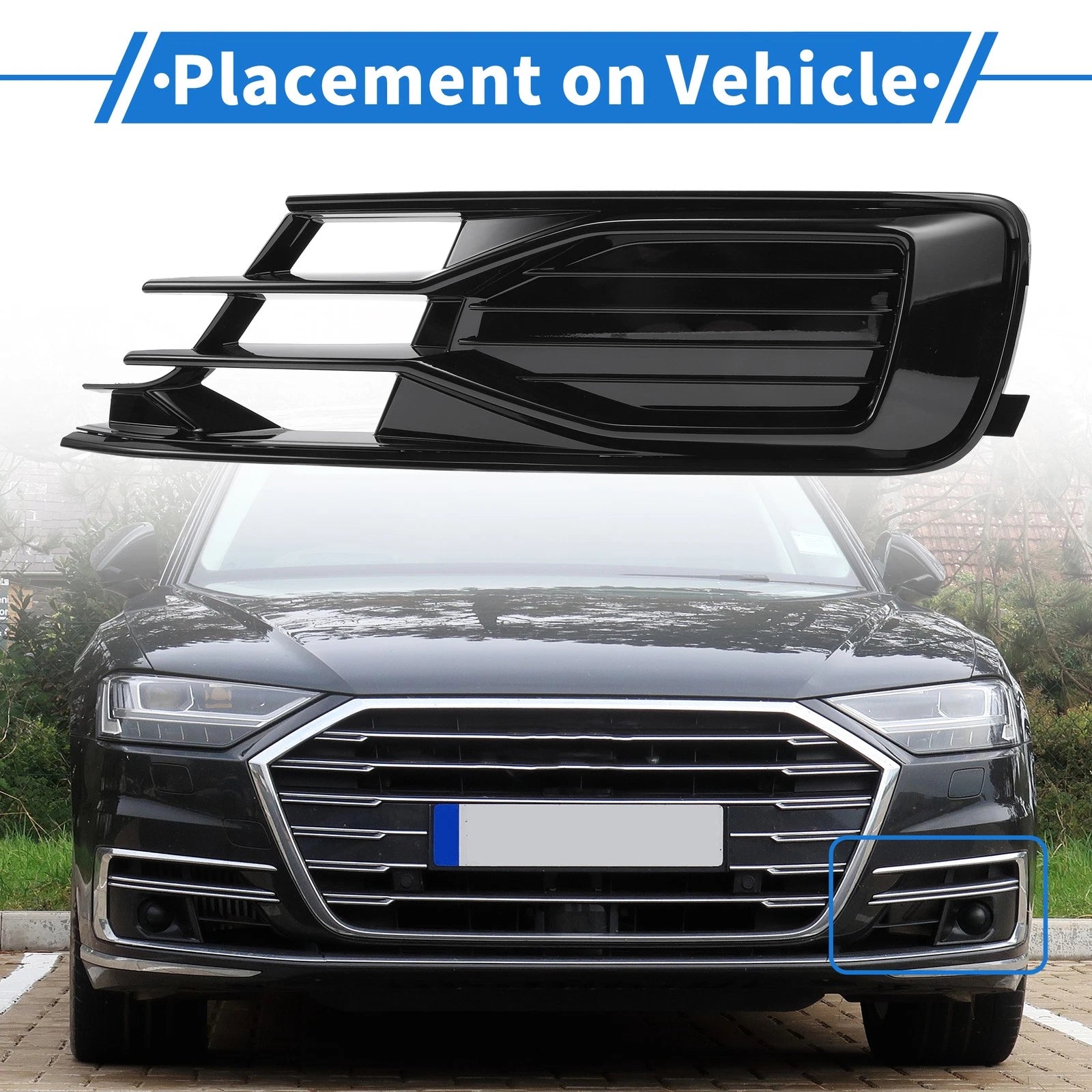 Front Left Fog Light Grill Replacement for Audi A6 C7 (2014–2018)