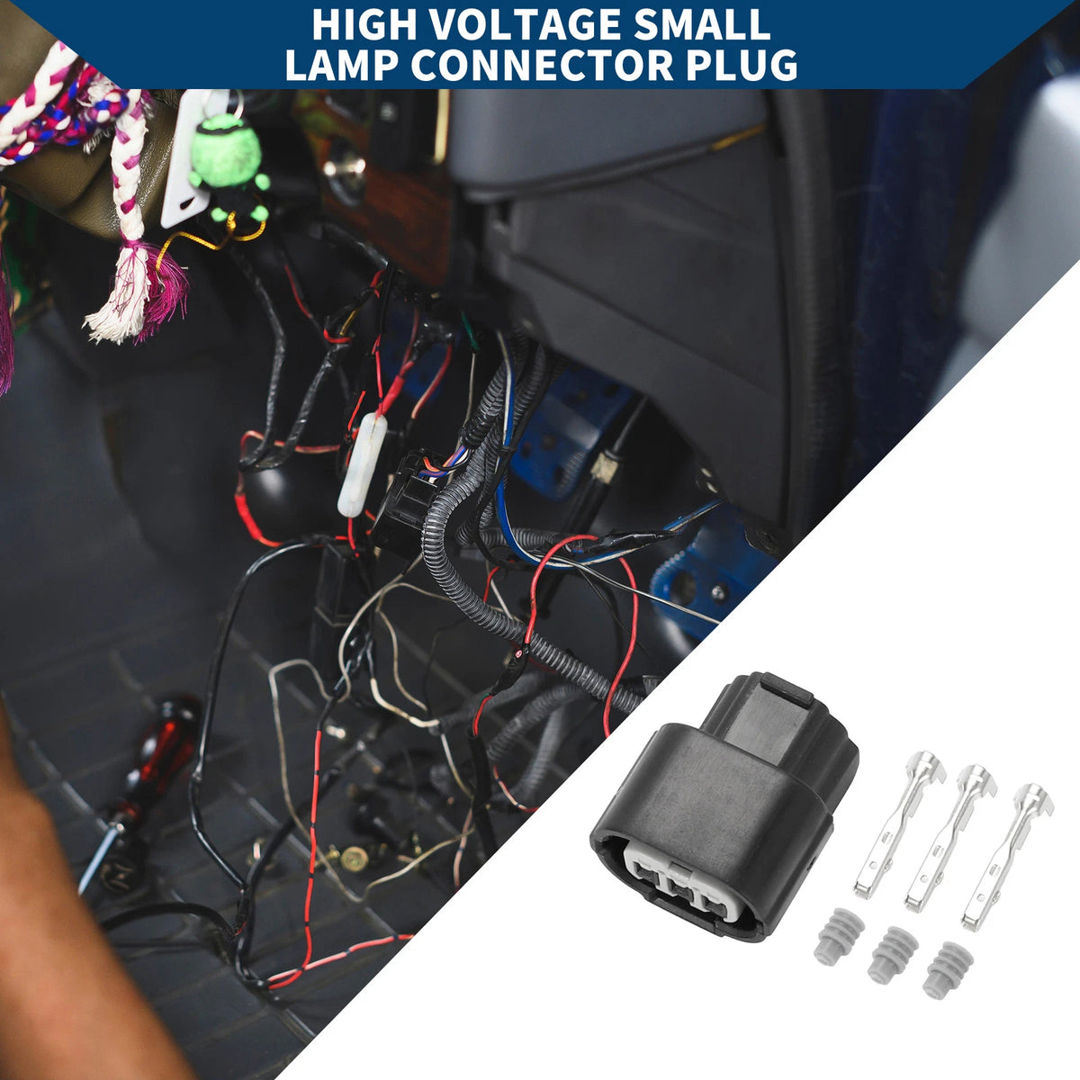 3Pin High Voltage Lamp Connector Plug Female for Honda Civic