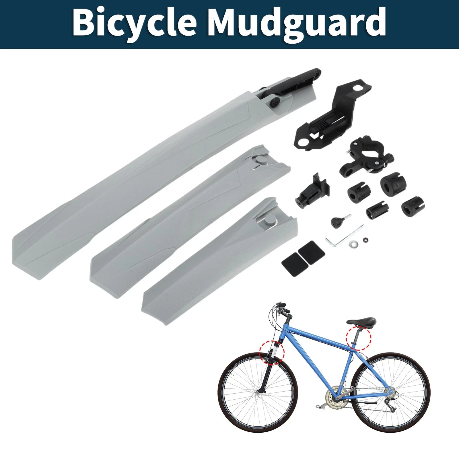 MTB Bicycle Mudguards Front and Rear Durable Set for 26.77in 21.26in
