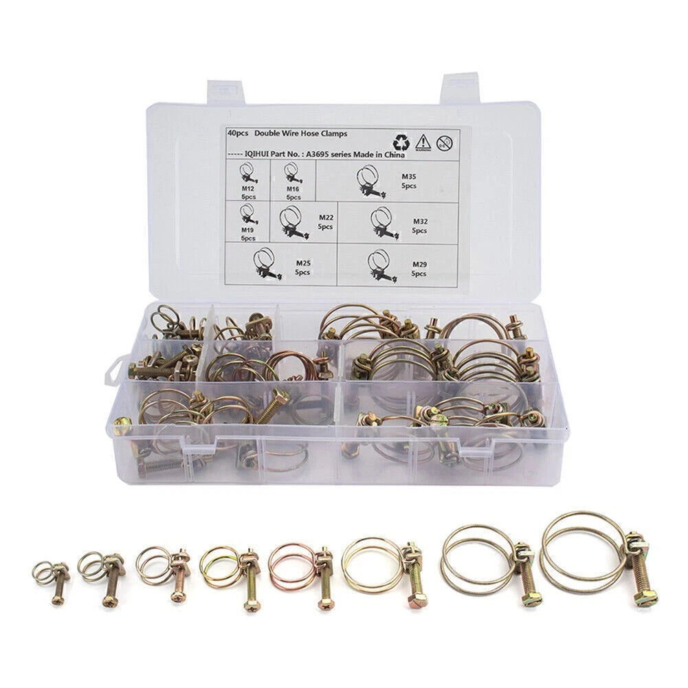 40PCS Double Wire Hose Clamp Kit for Various Applications